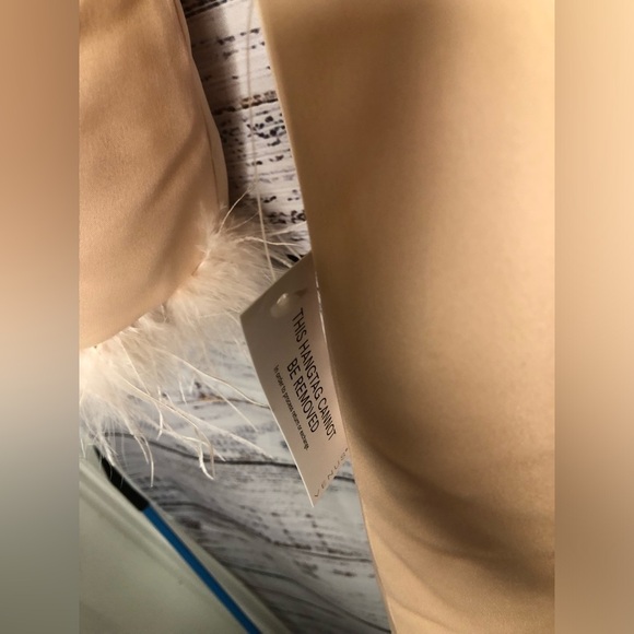 Feather Cuff Tuxedo Coat
Elegant Pink Peach Feather-Trimmed Coat - Picture 13 of 15